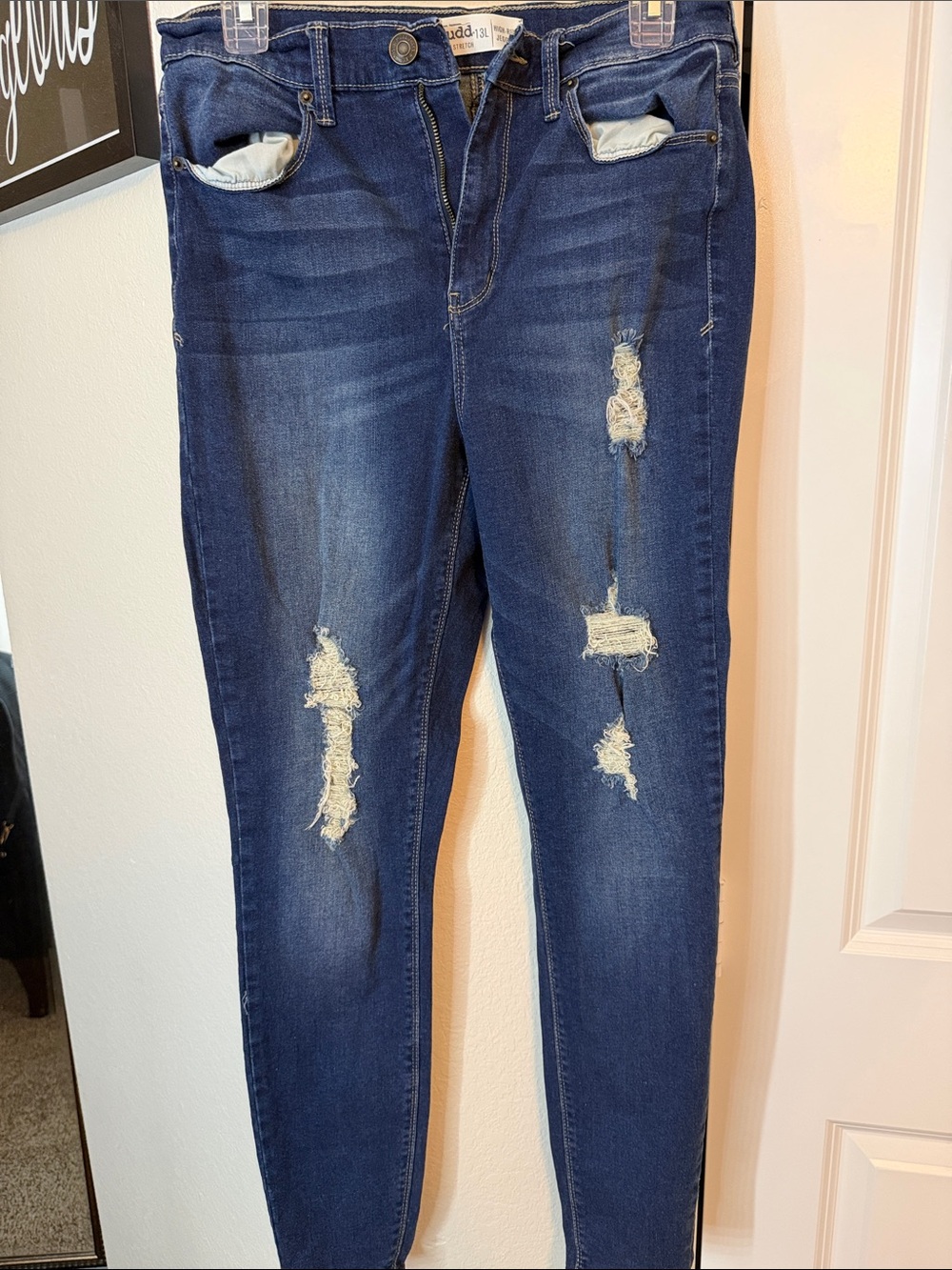 Mudd Dark Blue Distressed Skinny Jeans